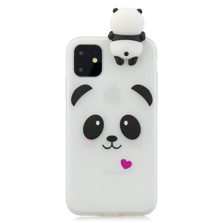 3D Niedlichen Cartoon-Muster Druck TPU-Handyhülle Für Das IPhone (2019) 6,5-Zoll - Panda Mit Herz-2