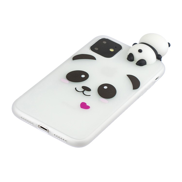 3D Niedlichen Cartoon-Muster Druck TPU-Handyhülle Für Das IPhone (2019) 6,5-Zoll - Panda Mit Herz-5