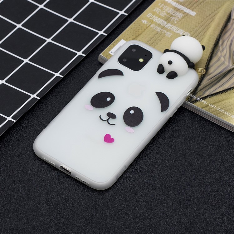 3D Cute Cartoon Pattern Printing TPU Phone Case for iPhone 11 Pro 5.8-inch (2019) - Panda and Heart-1