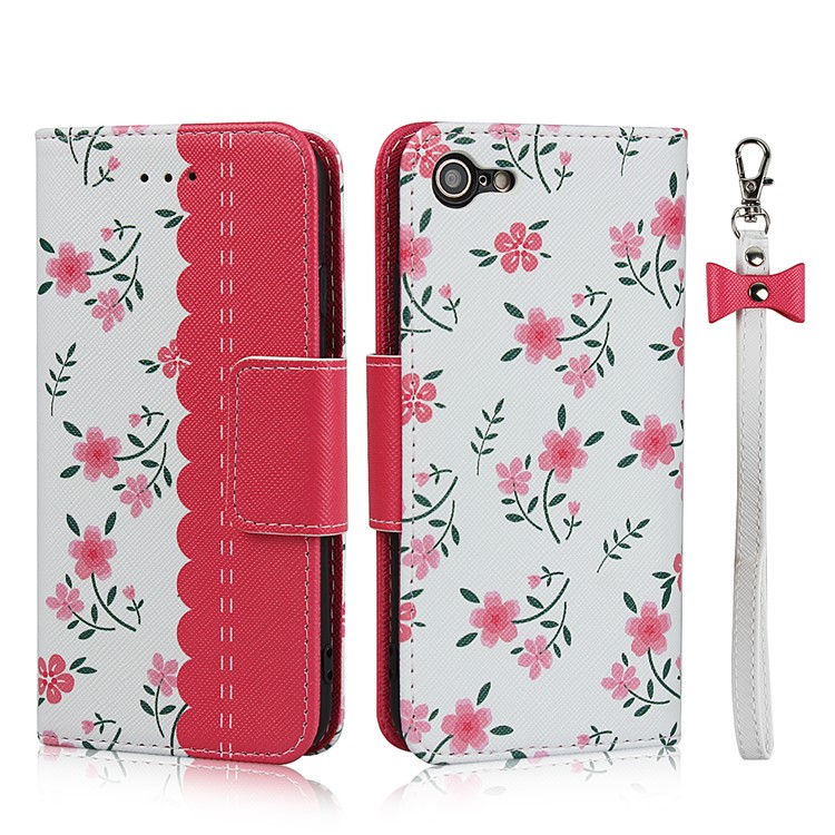 Pattern Printing PU Leather + TPU Wallet Phone Case for iPhone 8/7 4.7 inch - Rose-1