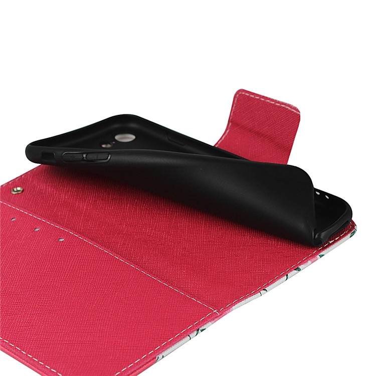 Pattern Printing PU Leather + TPU Wallet Phone Case for iPhone 8/7 4.7 inch - Rose-7