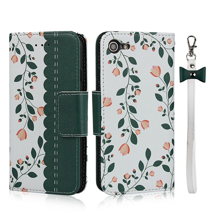 Pattern Printing PU Leather + TPU Wallet Phone Case for iPhone 8/7 4.7 inch - Dark Green-1