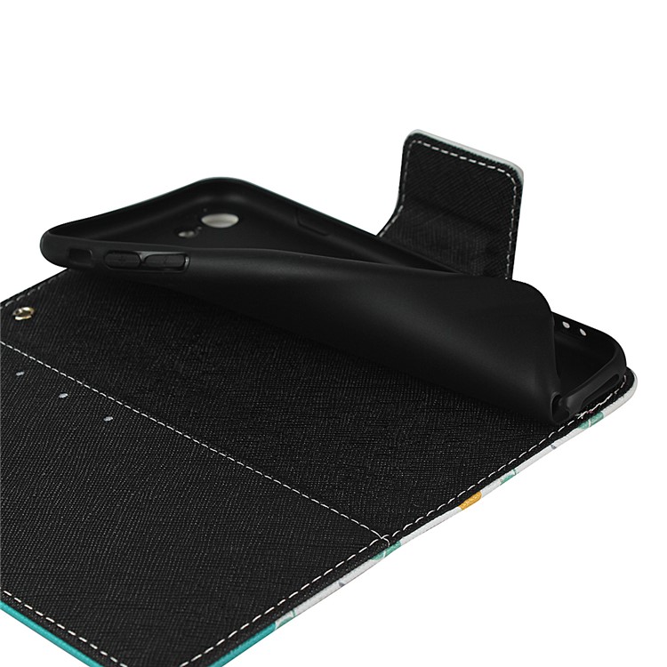 Pattern Printing PU Leather + TPU Wallet Phone Case for iPhone 8/7 4.7 inch - Dark Green-8