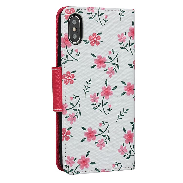 Pattern Printing PU Leather + TPU Wallet Phone Shell for iPhone X/XS 5.8 inch - Rose-4