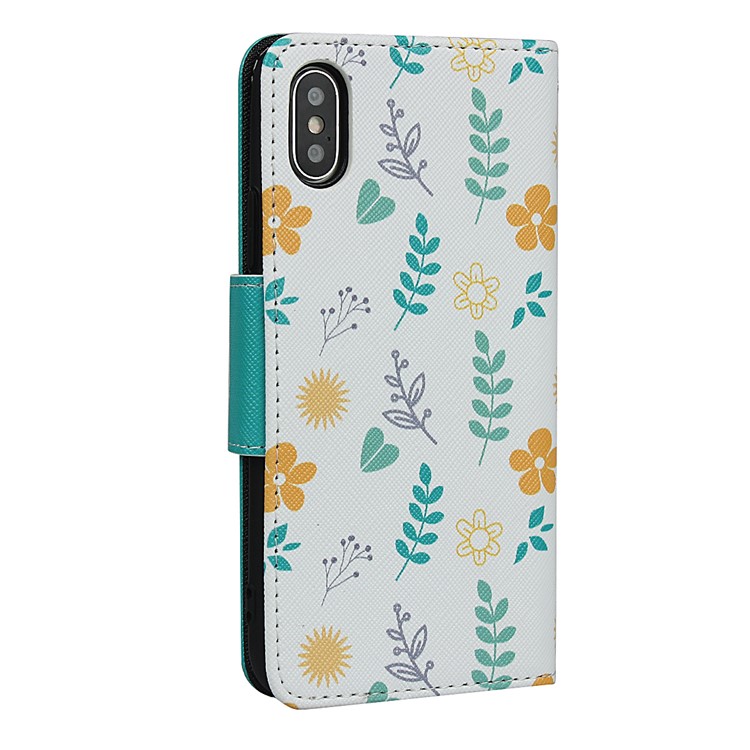 Pattern Printing PU Leather + TPU Wallet Phone Shell for iPhone X/XS 5.8 inch - Sky Blue-4