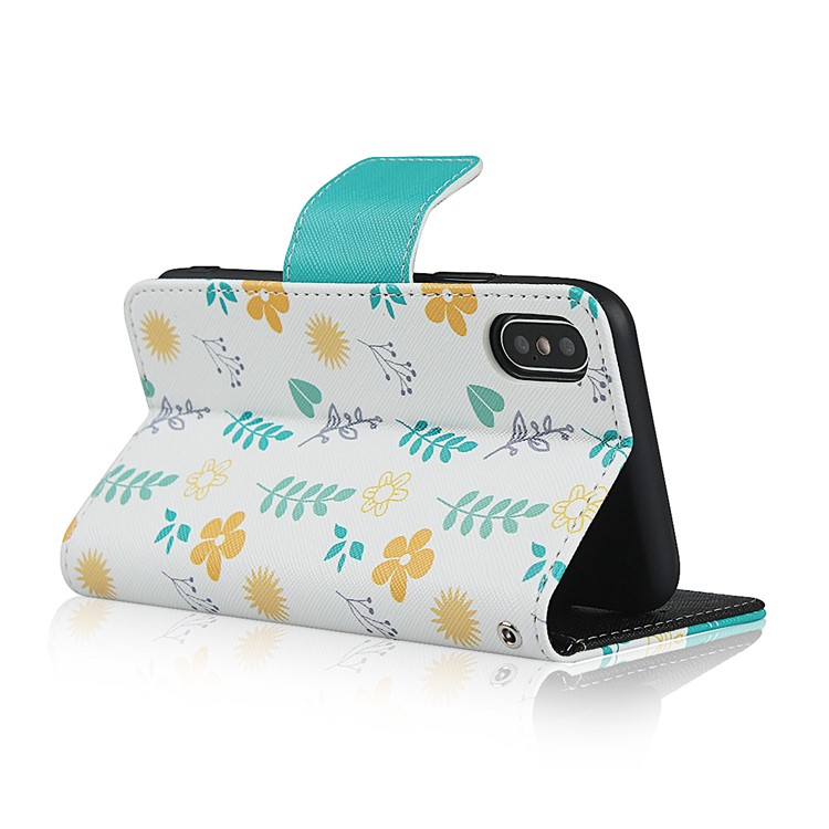 Pattern Printing PU Leather + TPU Wallet Phone Shell for iPhone X/XS 5.8 inch - Sky Blue-6