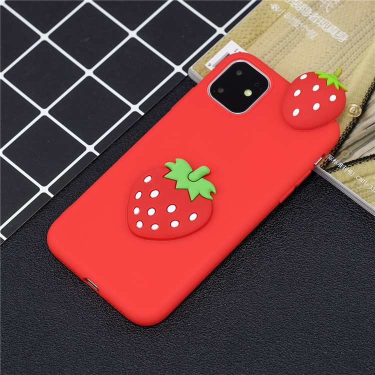 3D Effect Cute Patterned TPU + Silicone Back Case for iPhone 11 Pro Max 6.5 inch (2019) - Strawberry-7