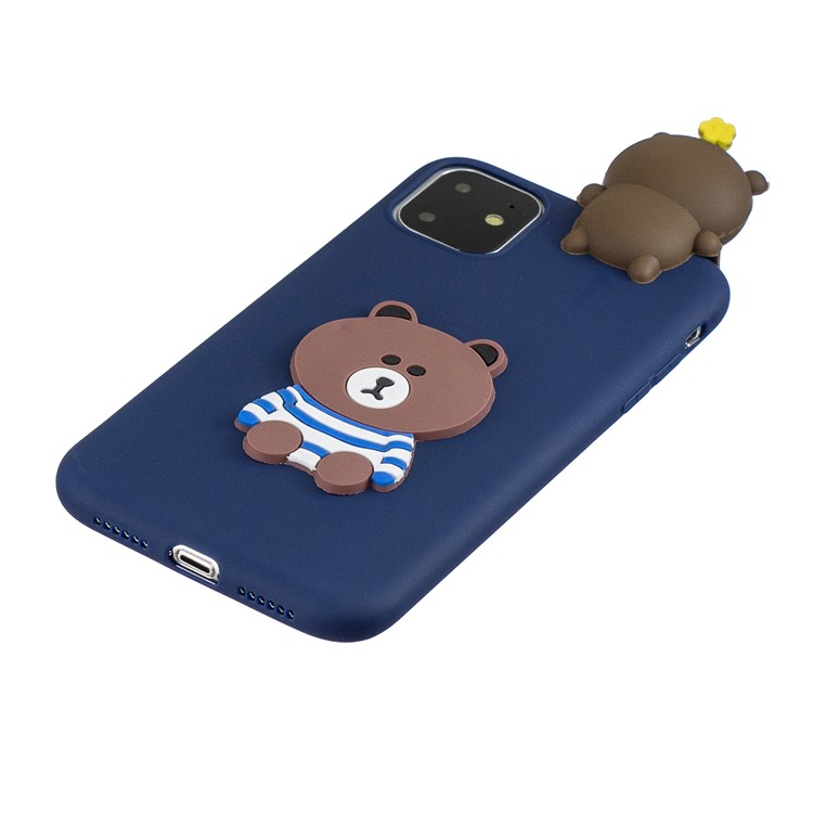 3D Effect Cute Patterned TPU + Silicone Back Case for iPhone 11 Pro Max 6.5 inch (2019) - Bear-4