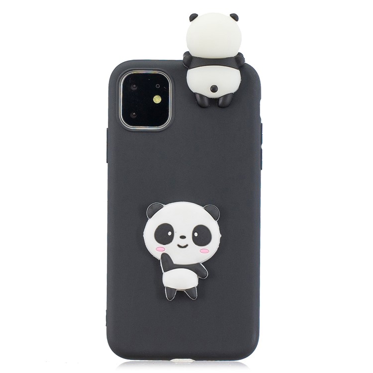 For iPhone 11 6.1 inch (2019) 3D Printing TPU Cell Phone Covering - Black/Panda-2