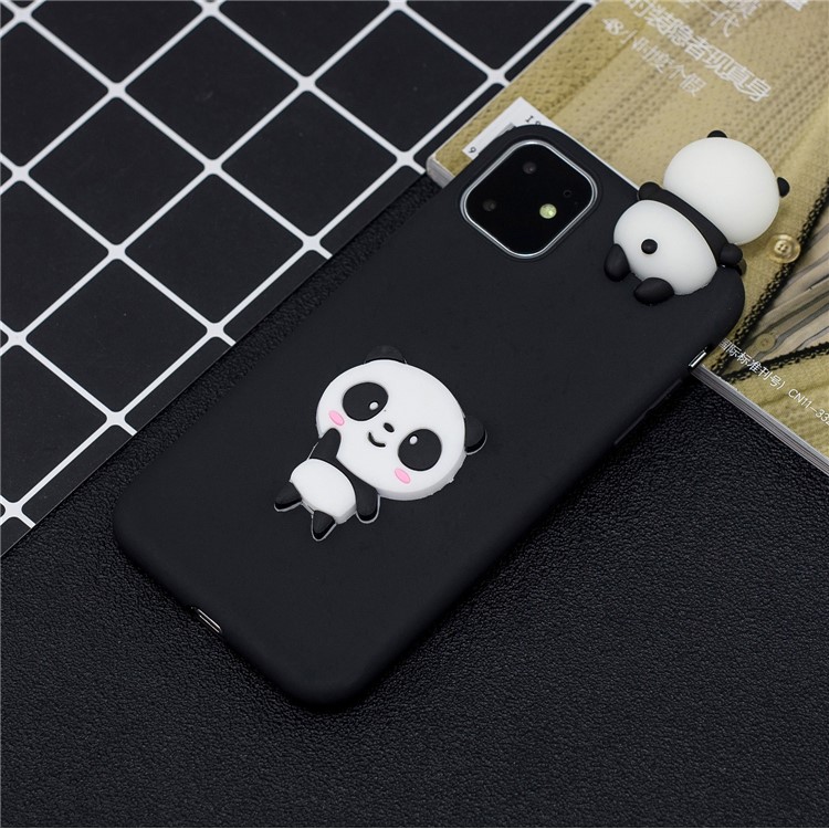 For iPhone 11 6.1 inch (2019) 3D Printing TPU Cell Phone Covering - Black/Panda-7