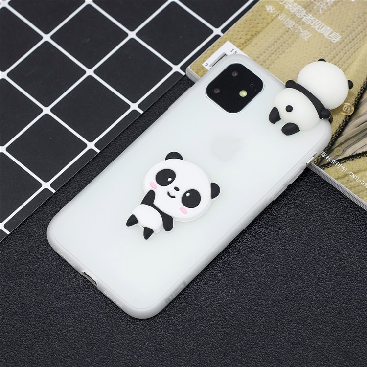 Für IPhone 11 6,1 Zoll (2019) 3D-Druck-TPU-Handy-Abdeckung - Weiß / Panda-7