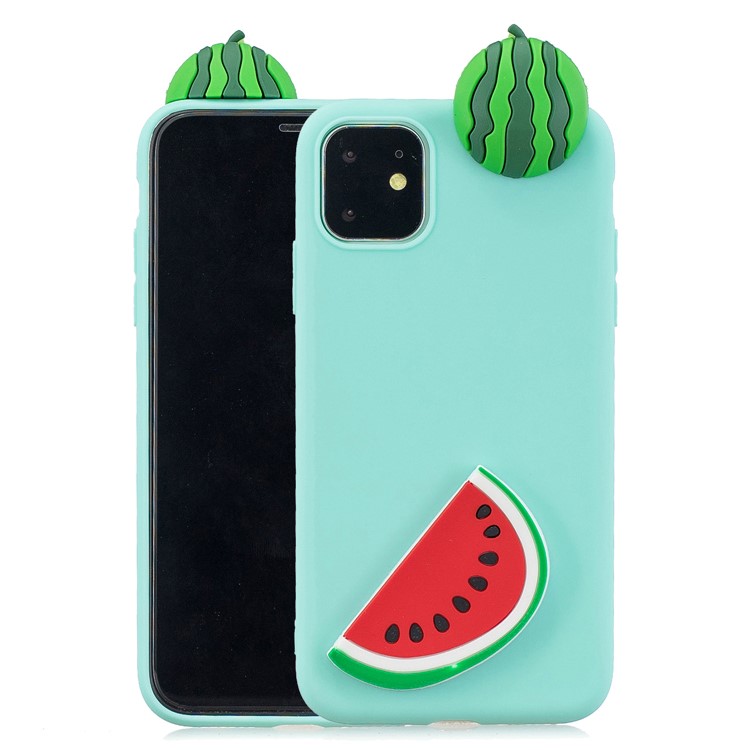 For iPhone 11 6.1 inch (2019) 3D Printing TPU Cell Phone Covering - Cyan/Watermelon-1