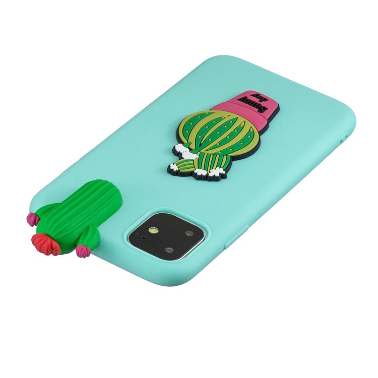For iPhone 11 6.1 inch (2019) 3D Printing TPU Cell Phone Covering - Cyan/Cactus-5