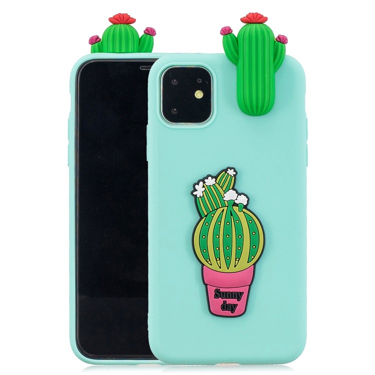 Christmas Series 3D Pattern Printing TPU Phone Case foriPhone 11 Pro 5.8 inch (2019) - Baby Blue Cactus-1