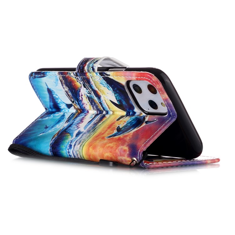Printing Leather Case for iPhone 11 Pro 5.8 inch (2019) - Dolphin-8