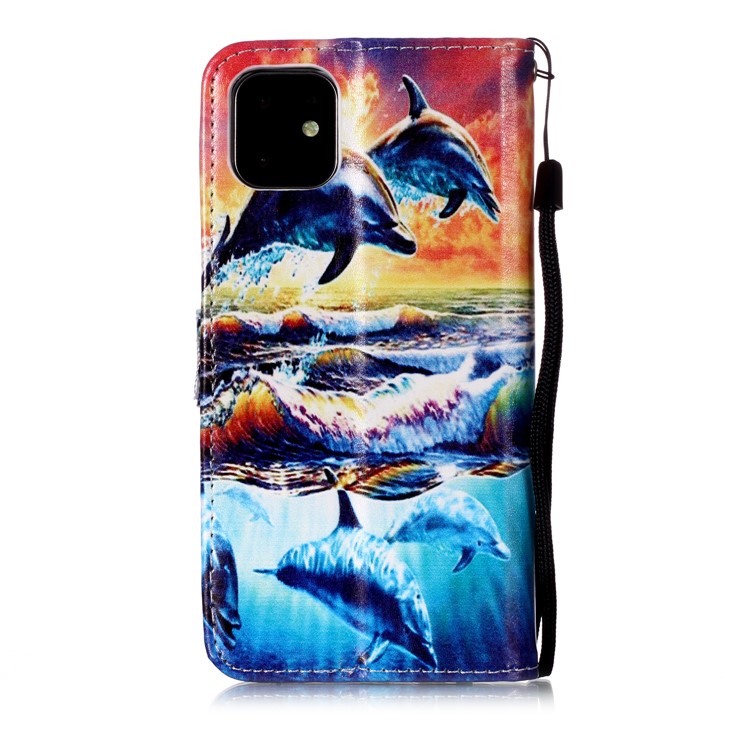 Pattern Printing Leather Wallet Stand Case Shell for iPhone 11 6.1 inch (2019) - Dolphin-6