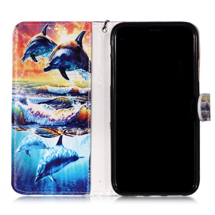 Pattern Printing Leather Wallet Stand Case Shell for iPhone 11 6.1 inch (2019) - Dolphin-7