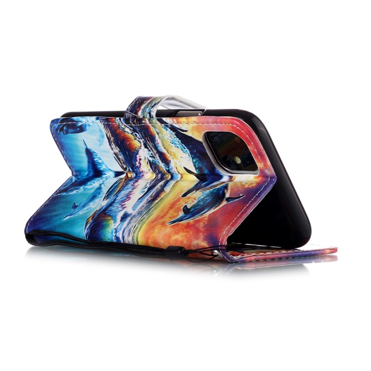 Pattern Printing Leather Wallet Stand Case Shell for iPhone 11 6.1 inch (2019) - Dolphin-8