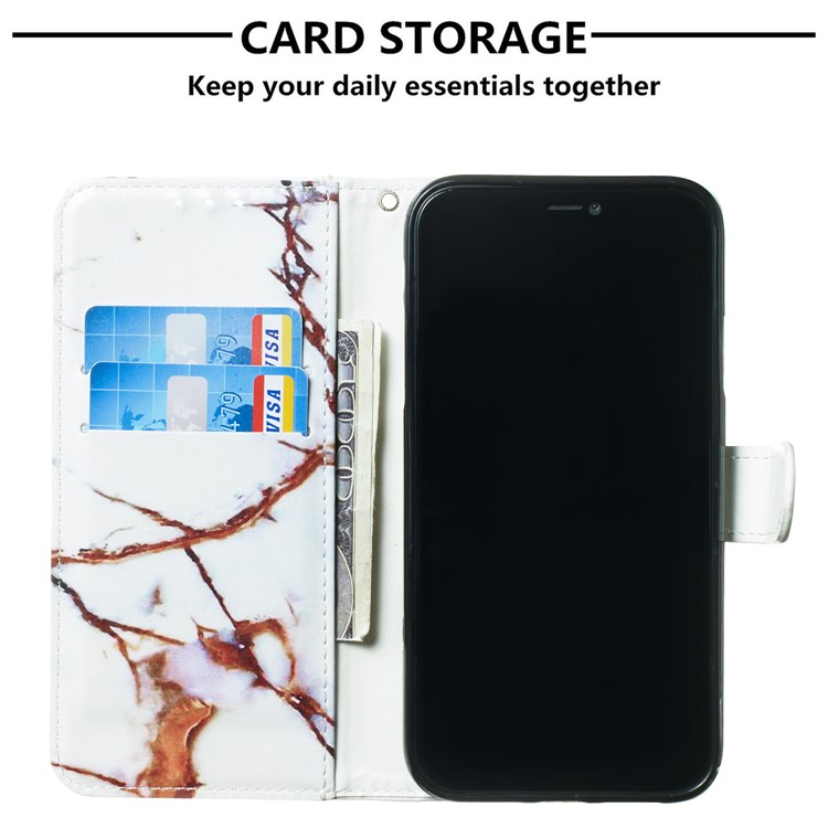 Pattern Printing Leather Wallet Stand Case Shell for iPhone 11 6.1 inch (2019) - Brown Marbling-2