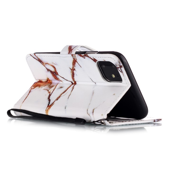Pattern Printing Leather Wallet Stand Case Shell for iPhone 11 6.1 inch (2019) - Brown Marbling-8