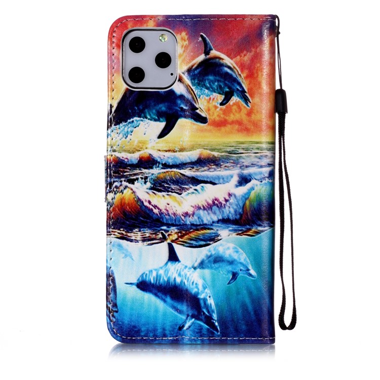 Printing Surface Leather Wallet Stand Case for iPhone 11 Pro Max 6.5 inch (2019) - Dolphin-6