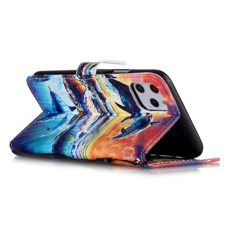 Printing Surface Leather Wallet Stand Case for iPhone 11 Pro Max 6.5 inch (2019) - Dolphin-8