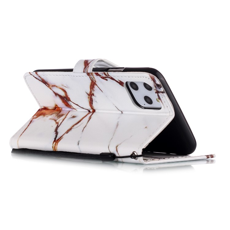 Printing Surface Leather Wallet Stand Case for iPhone 11 Pro Max 6.5 inch (2019) - Brown Marbling-8