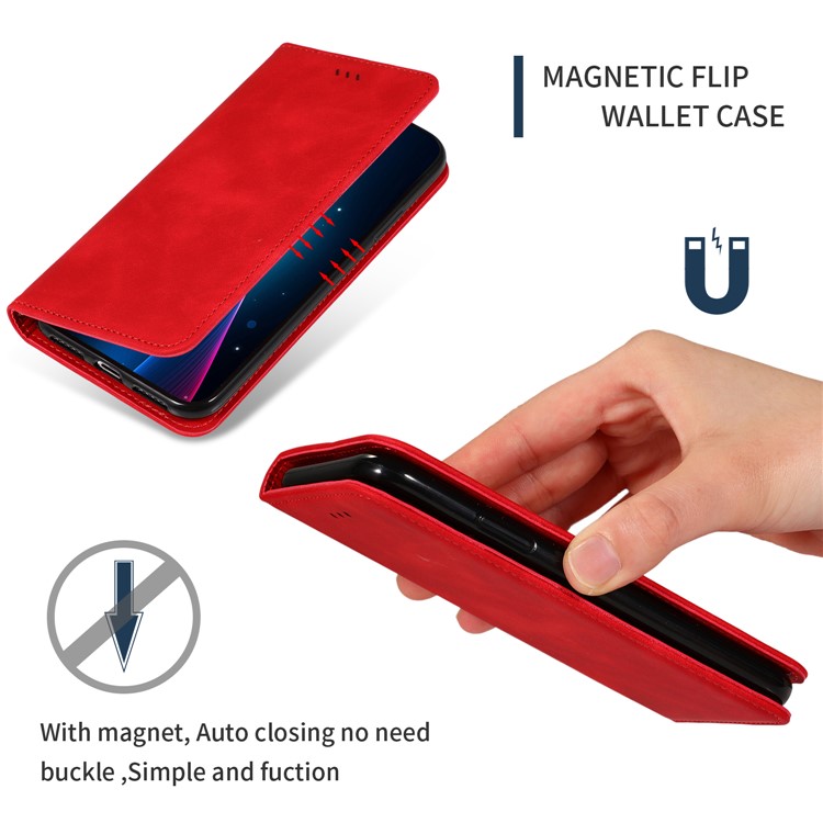 Auto-absorbed Business Style PU Leather Stand Phone Case with Card Slots for iPhone 6s / 6 - Red-3