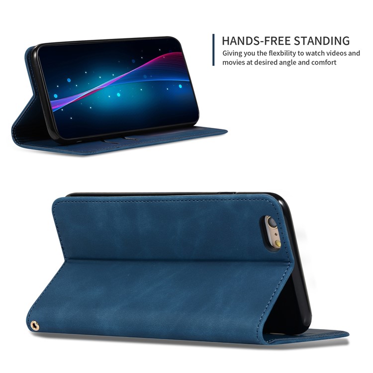 Auto-absorbed Business Style PU Leather Stand Phone Case with Card Slots for iPhone 6s Plus / 6 Plus - Blue-4