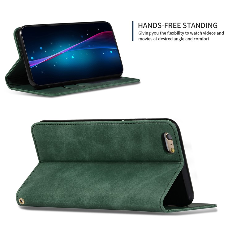 Auto-absorbed Business Style PU Leather Stand Phone Case with Card Slots for iPhone 6s Plus / 6 Plus - Green-4