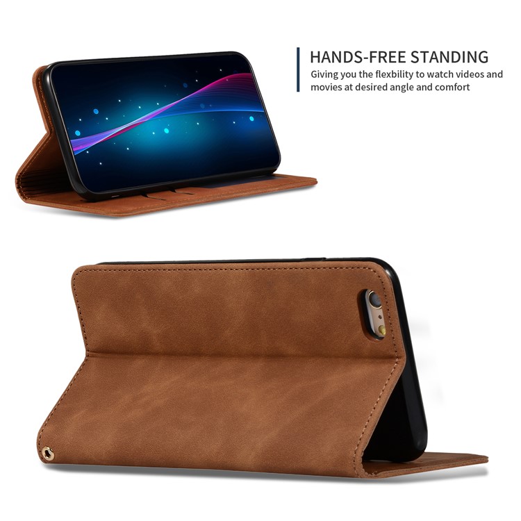 Auto-absorbed Business Style PU Leather Stand Phone Case with Card Slots for iPhone 6s Plus / 6 Plus - Brown-4