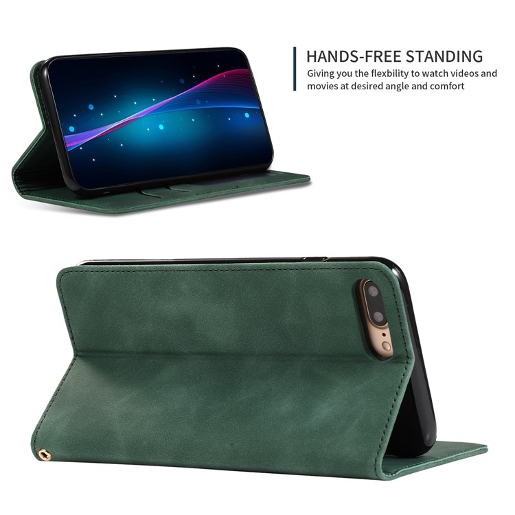 Auto-absorbed Business Style PU Leather Stand Phone Case with Card Slots for iPhone 8 Plus / 7 Plus - Green-4