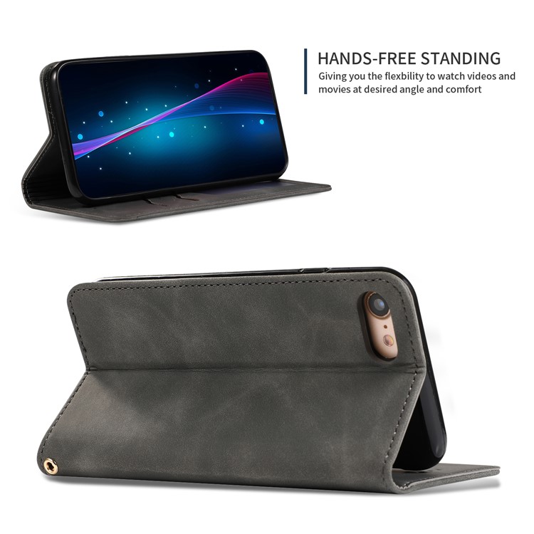 Auto-absorbed Business Style PU Leather Stand Phone Case with Card Slots for iPhone 7 / 8 - Black-4