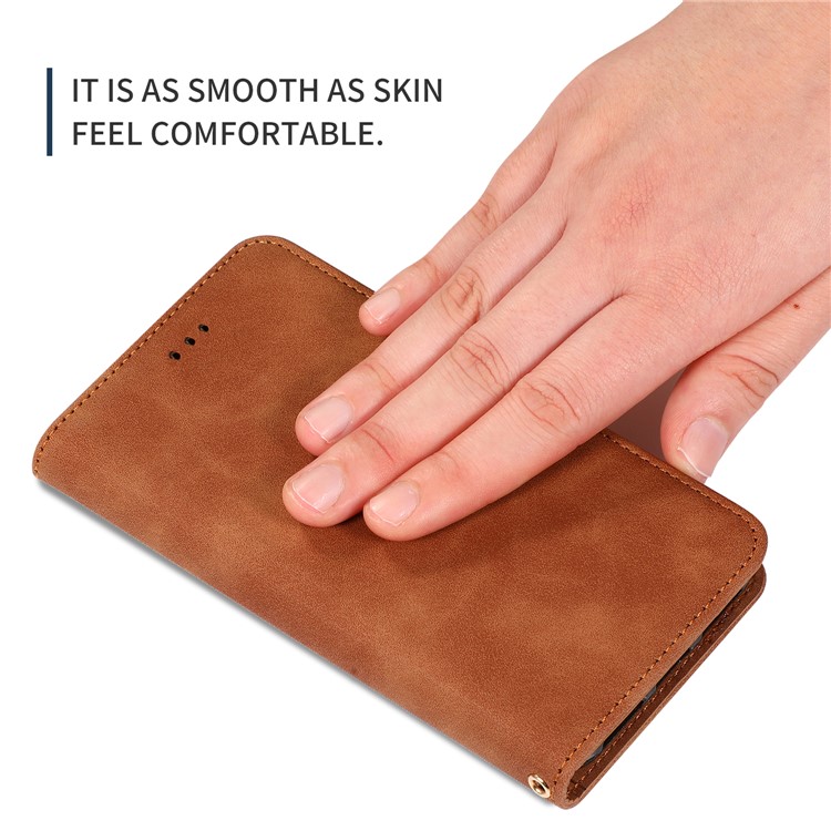 Auto-absorbed Business Style Leather Stand Case with Card Holder Phone Cover for iPhone (2019) 5.8-inch - Brown-7