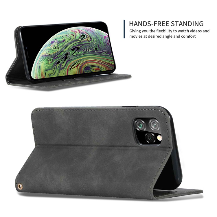 Auto-absorbed Business Style Leather Stand Case with Card Holder Phone Cover for iPhone 11 Pro 5.8 inch (2019) - Grey-4
