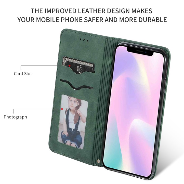 Business Style Auto-absorbed Leather Stand Dual Card Slots Phone Case for iPhone (2019) 6.1-inch - Green-2