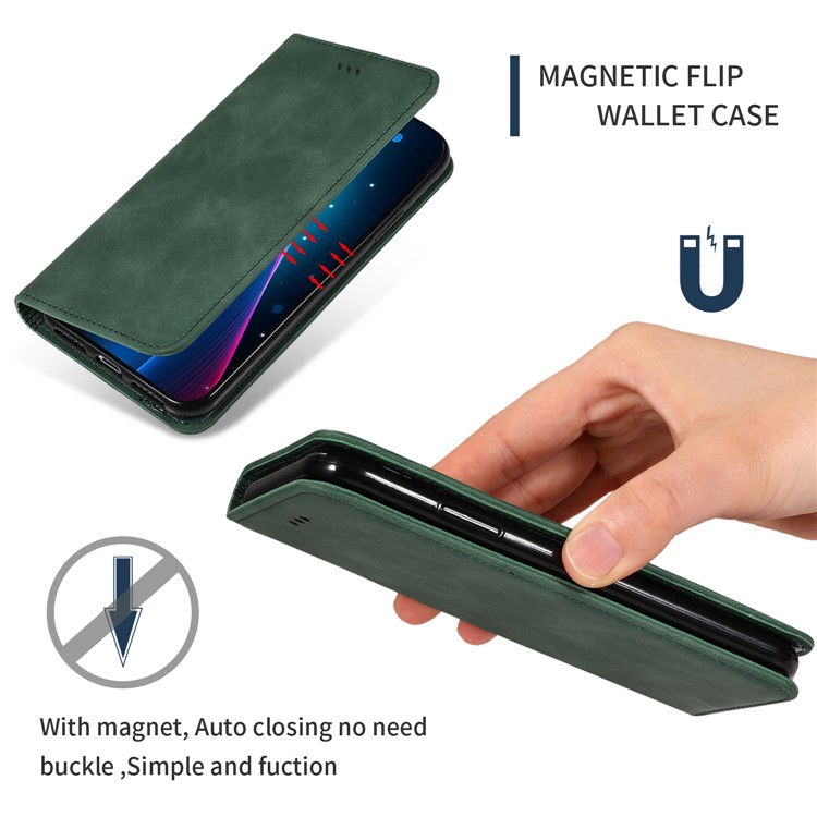 Business Style Auto-absorbed Leather Stand Dual Card Slots Phone Case for iPhone (2019) 6.1-inch - Green-3