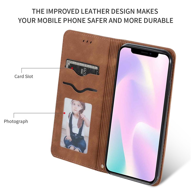 Business Style Auto-absorbed Leather Stand Dual Card Slots Phone Case for iPhone 11 6.1 inch (2019) - Brown-2