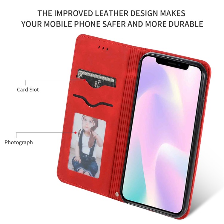 Business Style Auto-absorbed Leather Stand Dual Card Slots Phone Case for iPhone 11 6.1 inch (2019) - Red-2