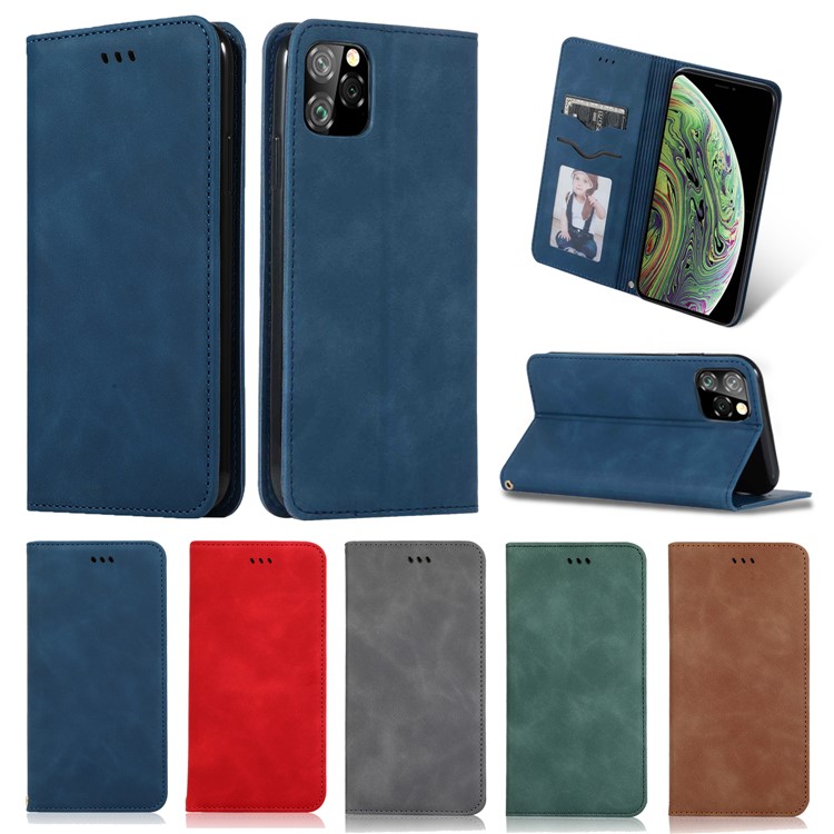 Business Style PU Leather Stand Phone Case with Card Slots Covering for iPhone (2019) 6.5-inch - Blue-8