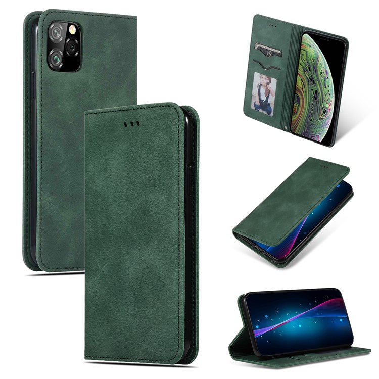 Business Style PU Leather Stand Phone Case with Card Slots Covering for iPhone 11 Pro Max 6.5 inch (2019) - Green-1