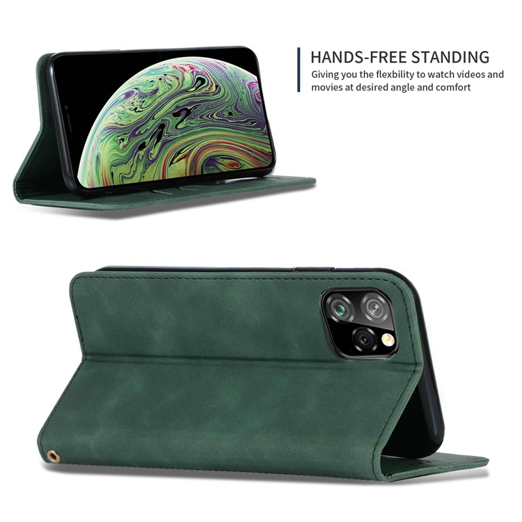 Business Style PU Leather Stand Phone Case with Card Slots Covering for iPhone 11 Pro Max 6.5 inch (2019) - Green-4