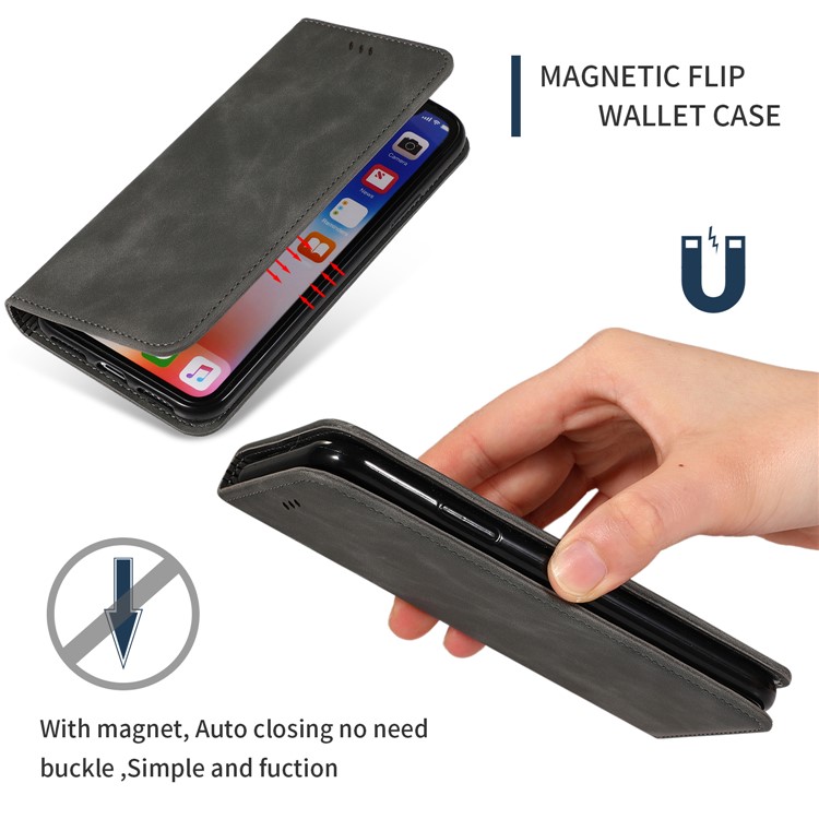 Auto-absorbed Business Style PU Leather Stand Phone Case with Card Slots for iPhone XS Max 6.5 inch - Black-3