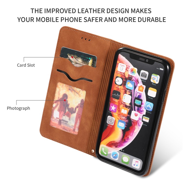 Auto-absorbed Business Style PU Leather Stand Phone Case with Card Slots for iPhone XR 6.1 inch - Brown-2