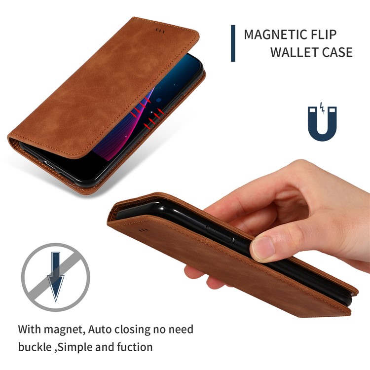 Auto-absorbed Business Style PU Leather Stand Phone Case with Card Slots for iPhone XR 6.1 inch - Brown-3