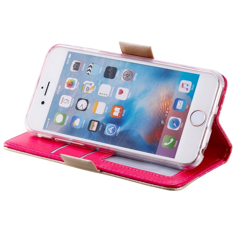 Spitzenblumenmuster Reißverschluss Leder Brieftasche Für Iphone 6/6s - Rose