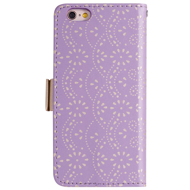 Lace Flower Pattern Zipper Leather Wallet Case for iPhone 6/6s - Purple-2