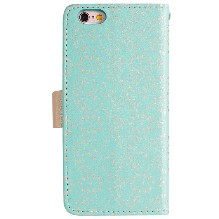 Caixa de Carteira de Couro Com Zíper do Padrão de Flores de Renda Para Iphone 6/6s - Verde-2