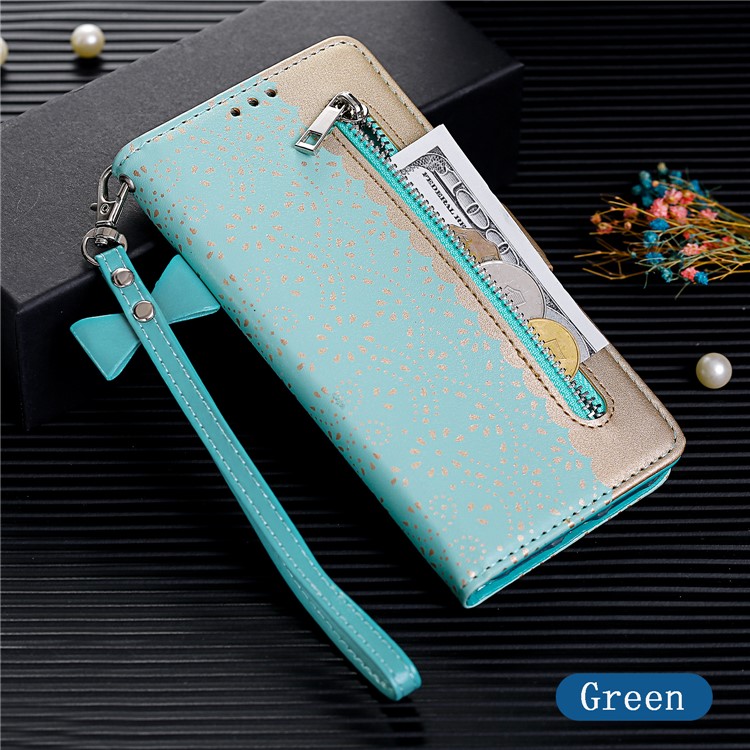 Case de Billetera de Cuero de Patrón de Flores de Encaje Para Iphone 6/6s - Verde