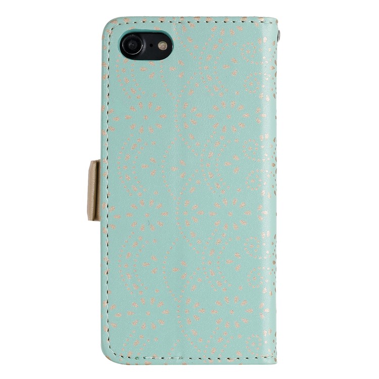 Lace Flower Zipper Pocket Leather Wallet Phone Case for iPhone 7/8 - Green-2